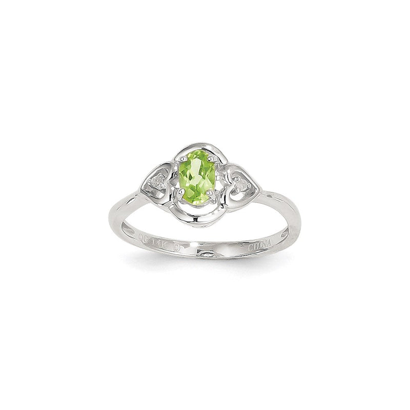 14K Weißgold Ring mit Peridot und Diamant