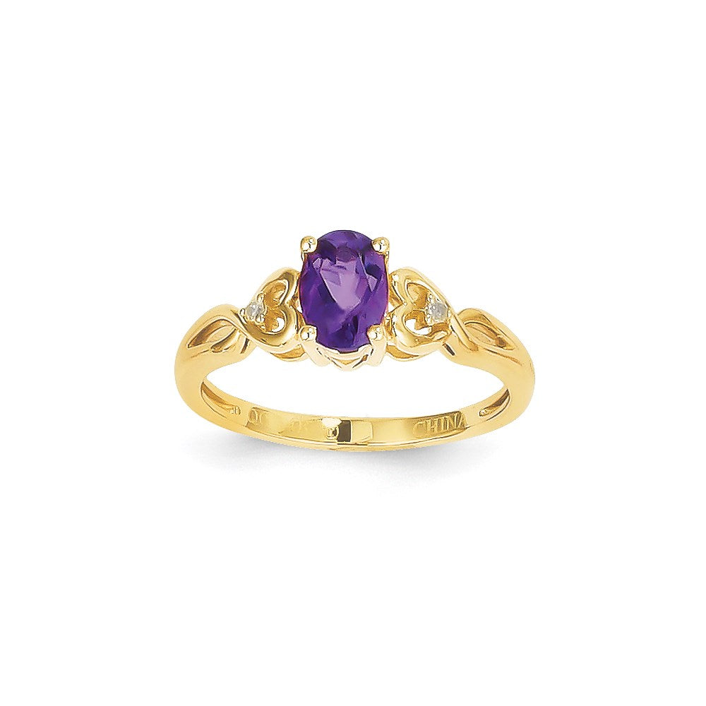 10K Gelbgold Amethyst-Diamant-Ring