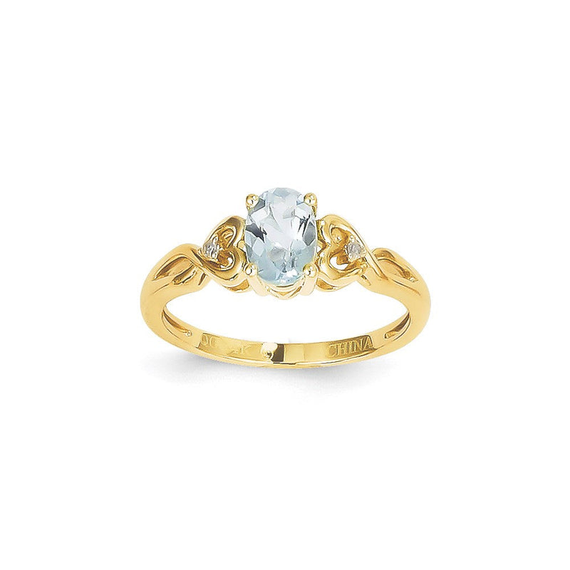 14K Gelbgold Aquamarin-Diamant-Ring