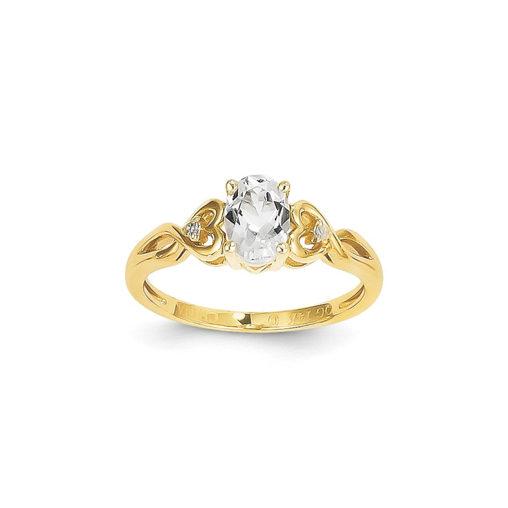14K Gelbgold Weißtopas-Diamant-Ring