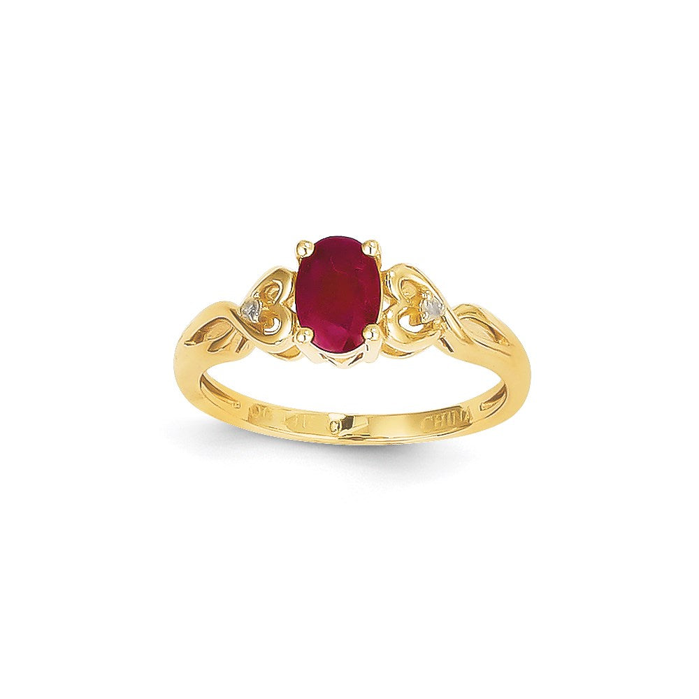 14K Gelbgold Rubin-Diamant-Ring