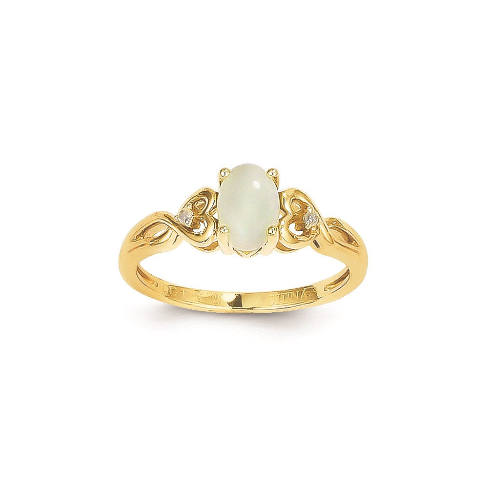 14K Gelbgold Ring mit echtem Opal und Diamant