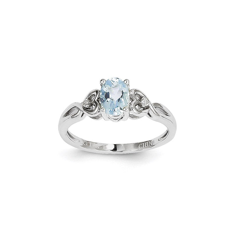 14K Weißgold Aquamarin-Diamant-Ring