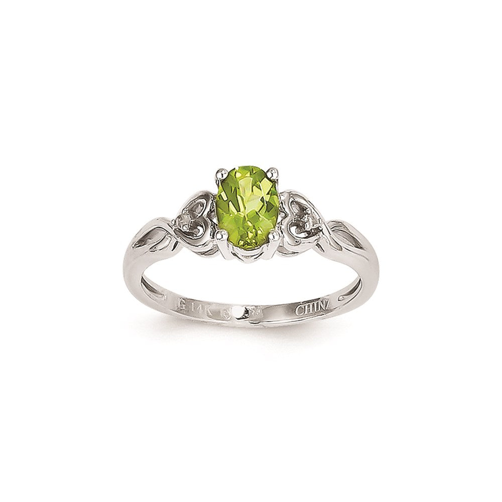 14K Weißgold Peridot-Diamant-Ring