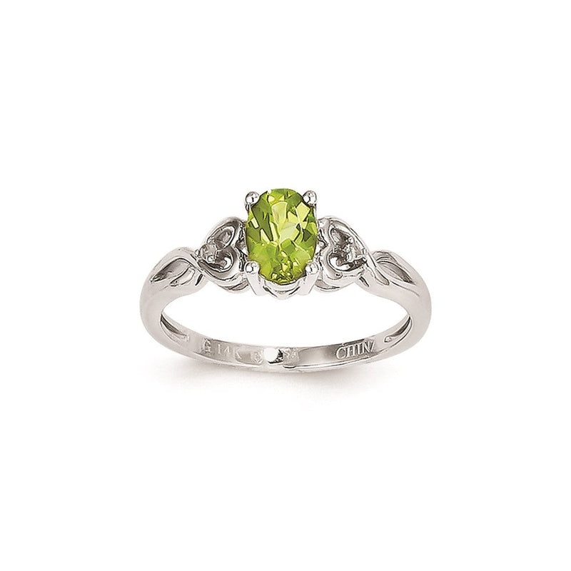 14K Weißgold Peridot-Diamant-Ring