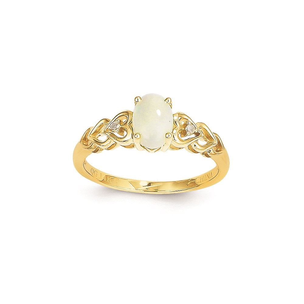 14K Gelbgold Ring mit echtem Opal und Diamant