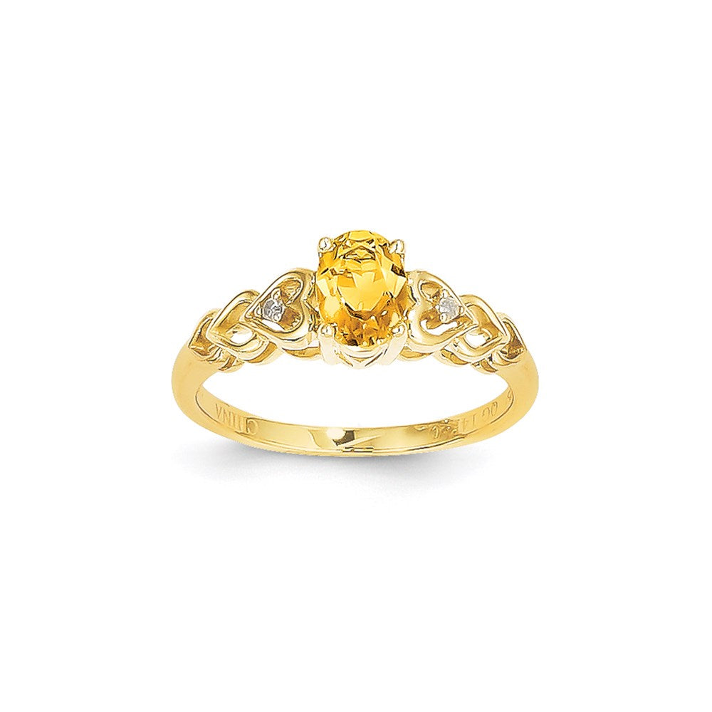 14K Gelbgold Ring mit Citrin und Diamant