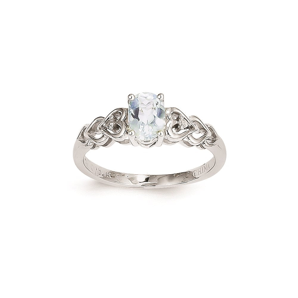14K Weißgold Aquamarin-Diamant-Ring