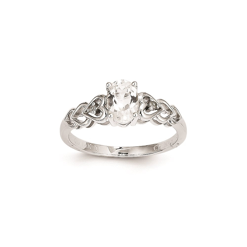 14K Weißgold Ring mit weißem Topas und Diamant
