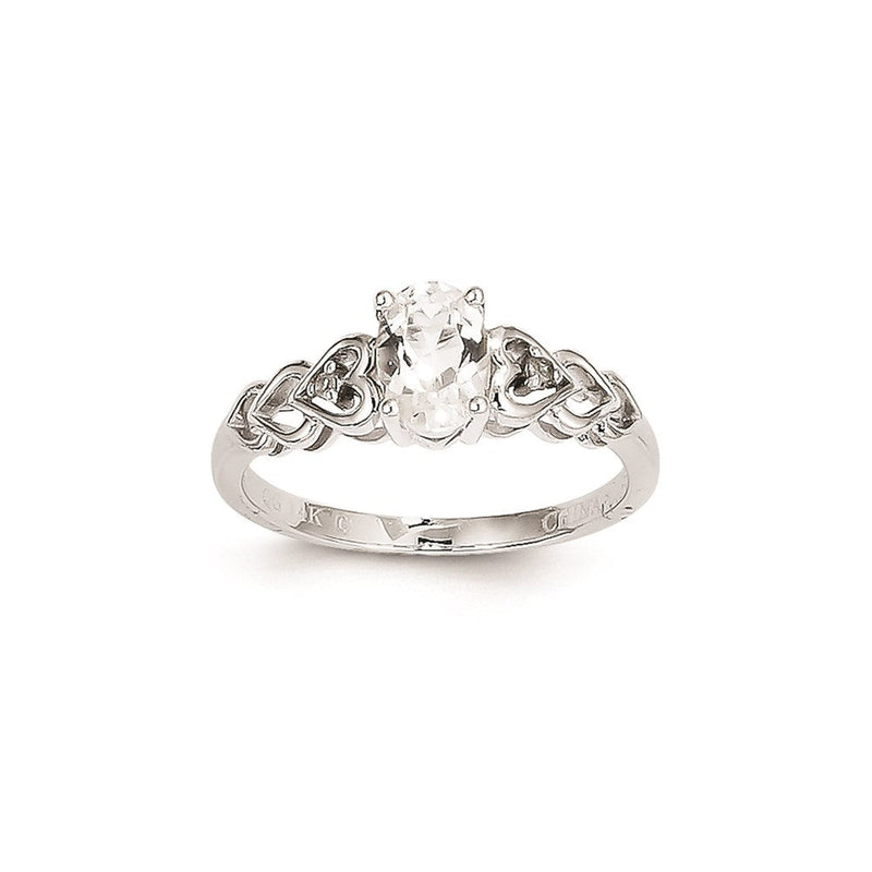 14K Weißgold Ring mit weißem Topas und Diamant
