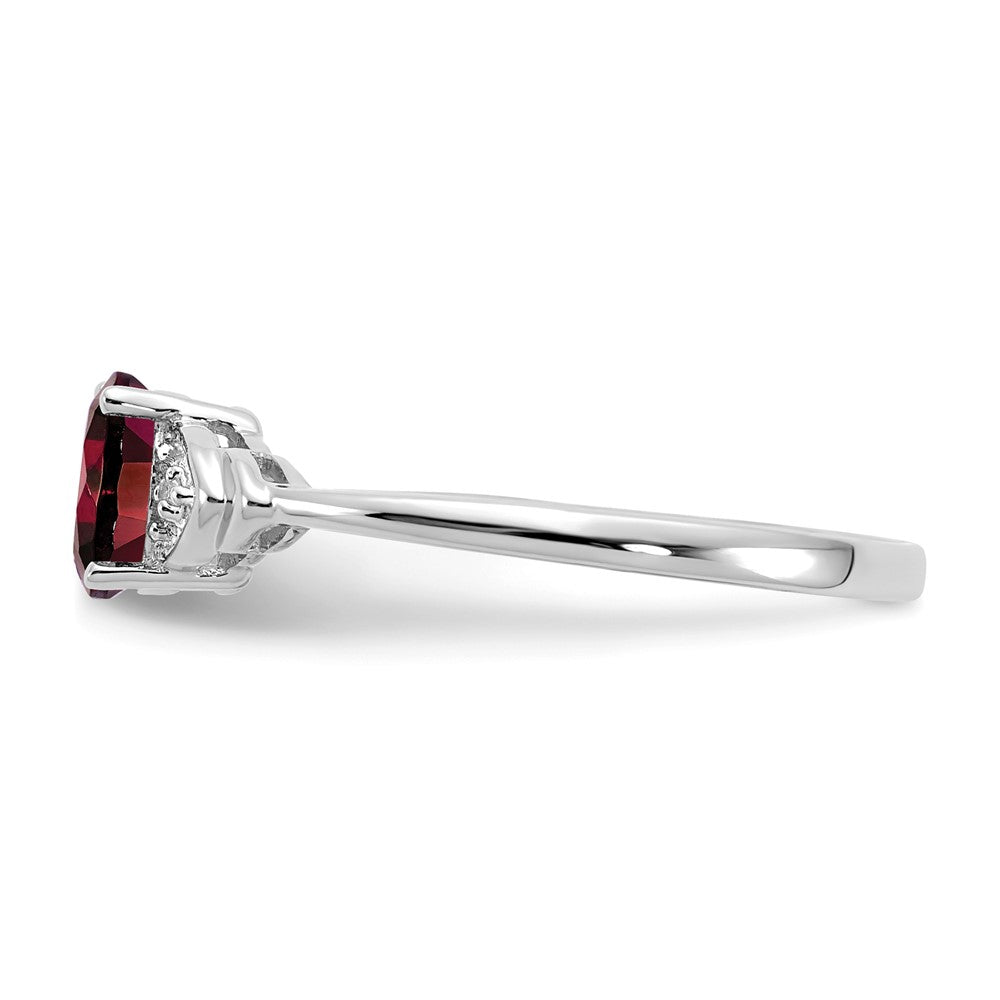 14K Weißgold Ring mit Granat und echten Diamanten