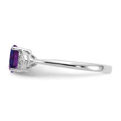 14K Weißgold Ring mit Amethyst und echten Diamanten
