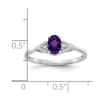 14K Weißgold Ring mit Amethyst und echten Diamanten