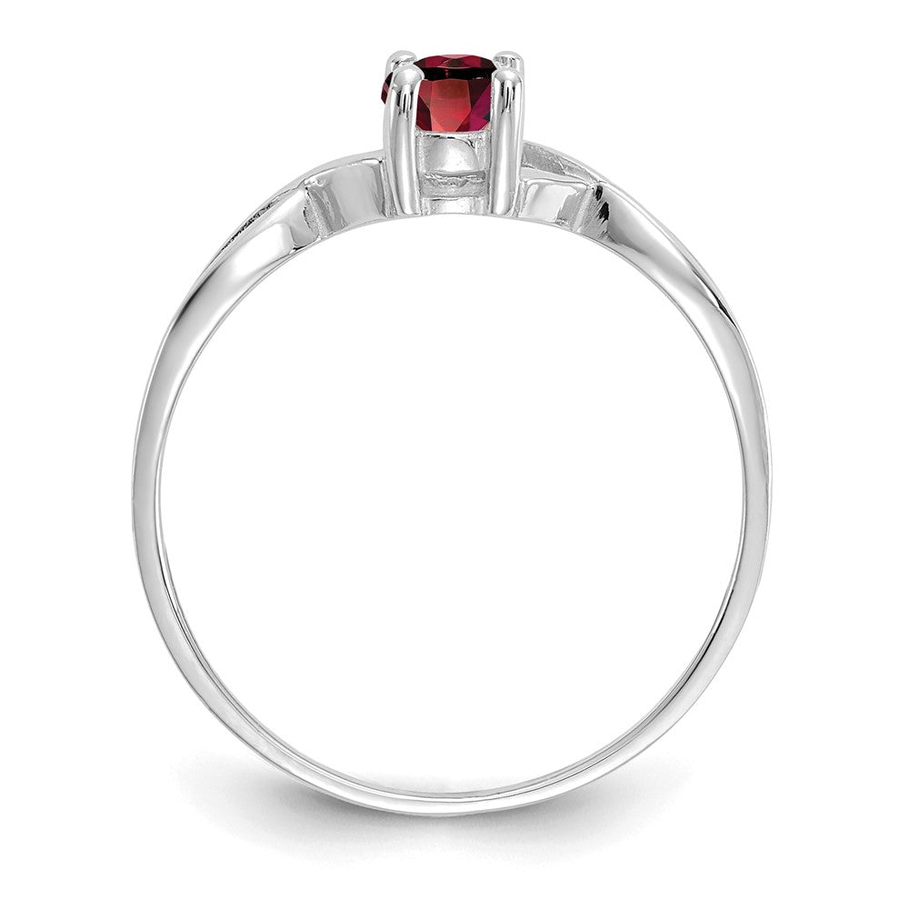 14K Weißgold Ring mit Granat-Geburtsstein