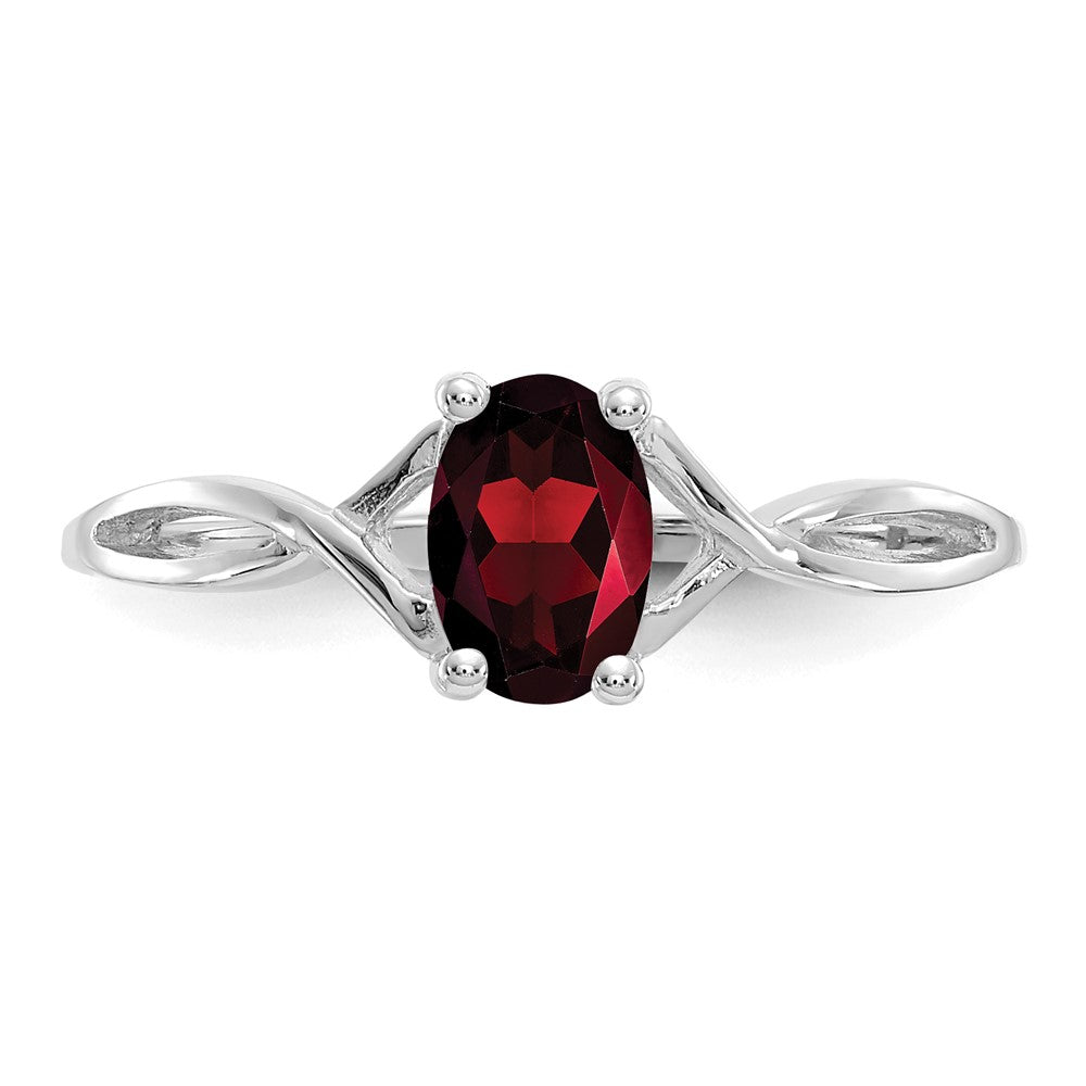14K Weißgold Ring mit Granat-Geburtsstein