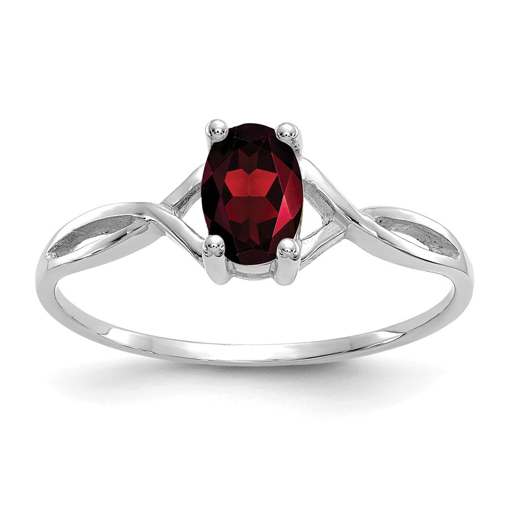 14K Weißgold Ring mit Granat-Geburtsstein