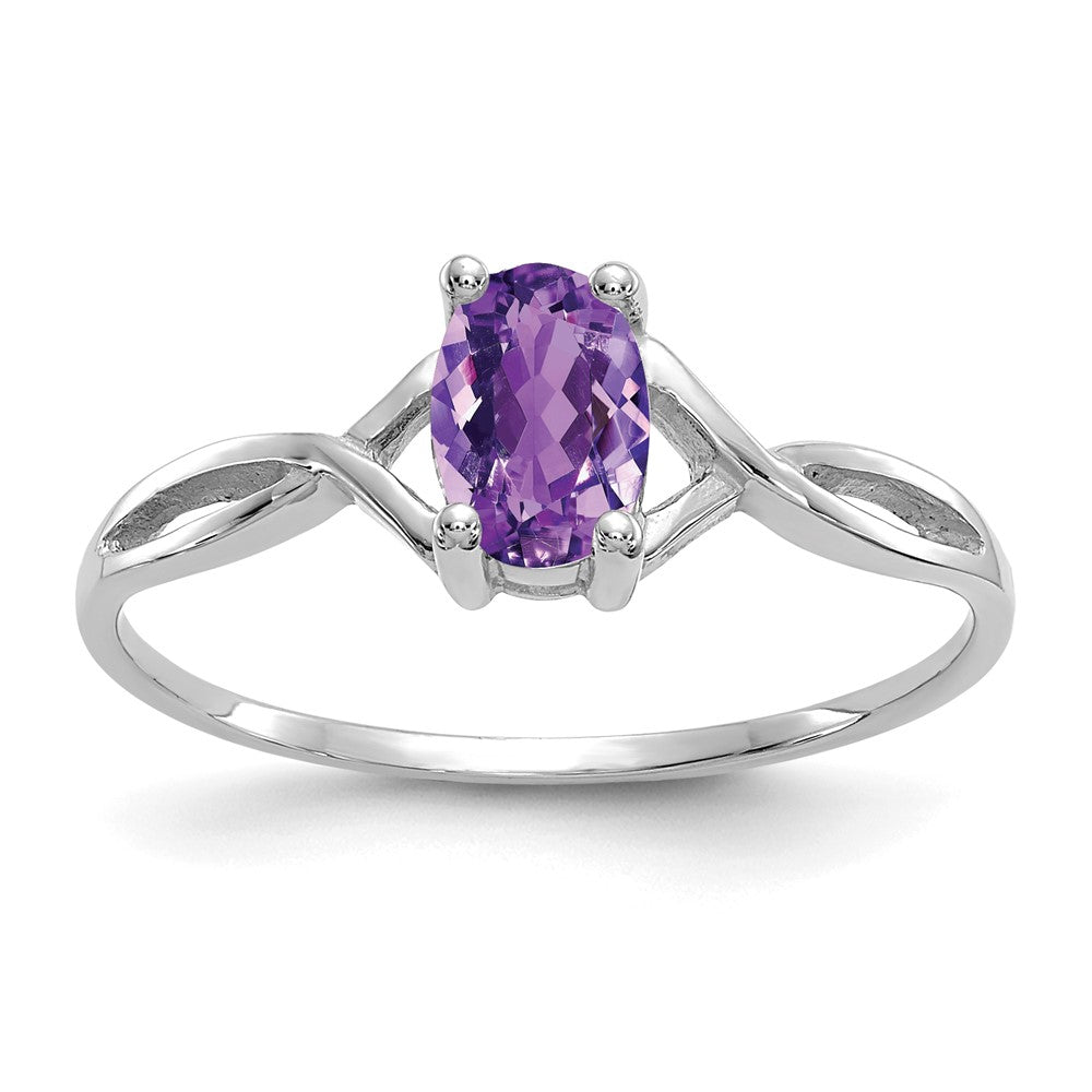 14K Weißgold Ring mit Amethyst-Geburtsstein