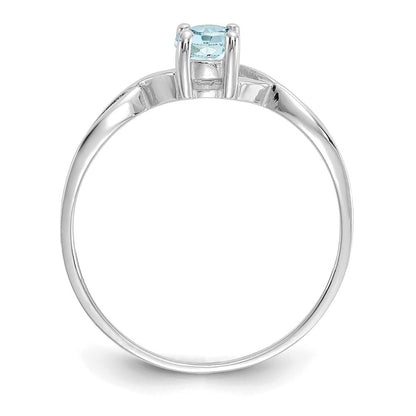 14K Weißgold Ring mit Aquamarin-Geburtsstein