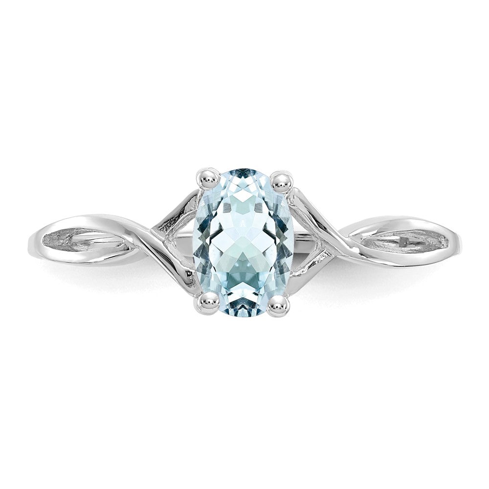 14K Weißgold Ring mit Aquamarin-Geburtsstein