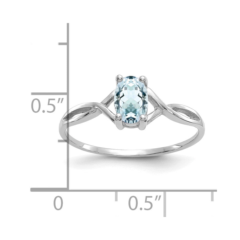 14K Weißgold Ring mit Aquamarin-Geburtsstein