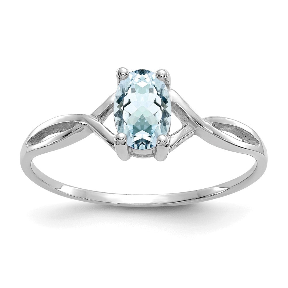 14K Weißgold Ring mit Aquamarin-Geburtsstein