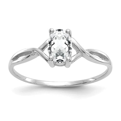 14K Weißgold Ring mit Topas-Geburtsstein