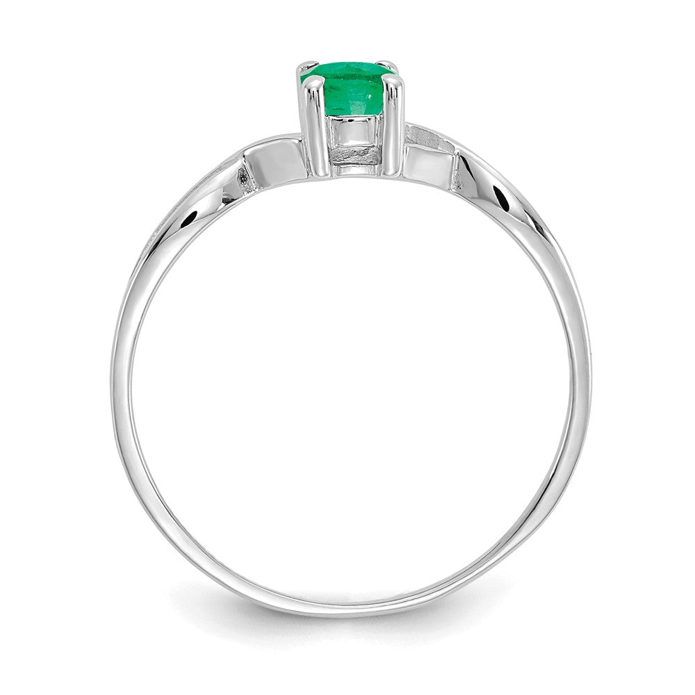 14K Weißgold Ring mit Smaragd-Geburtsstein