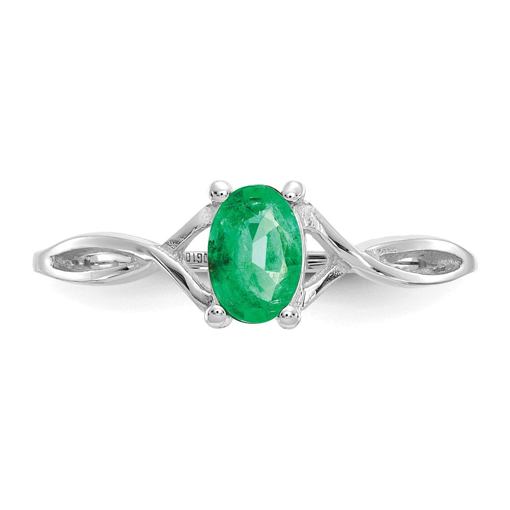 14K Weißgold Ring mit Smaragd-Geburtsstein