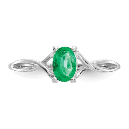 14K Weißgold Ring mit Smaragd-Geburtsstein