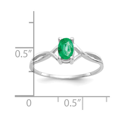 14K Weißgold Ring mit Smaragd-Geburtsstein