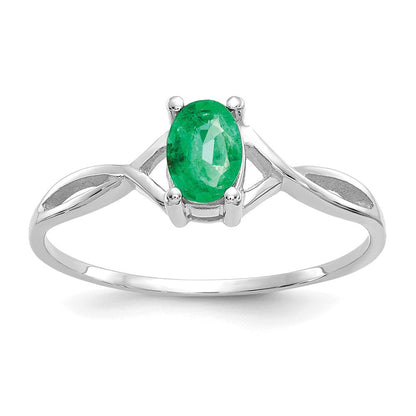 14K Weißgold Ring mit Smaragd-Geburtsstein