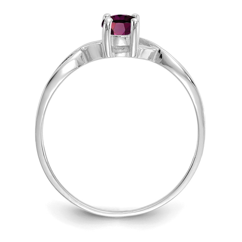 Solide Ring aus 14K Weißgold mit simuliertem Rhodolith-Granat-Geburtsstein