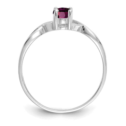 Solide Ring aus 14K Weißgold mit simuliertem Rhodolith-Granat-Geburtsstein