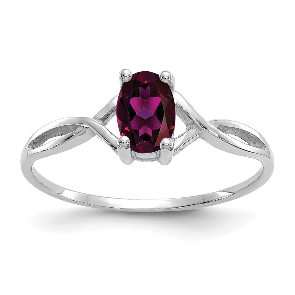 Solide Ring aus 14K Weißgold mit simuliertem Rhodolith-Granat-Geburtsstein