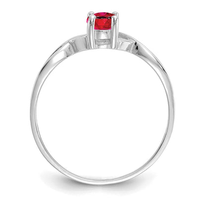 14K Weißgold Ring mit Rubin-Geburtsstein