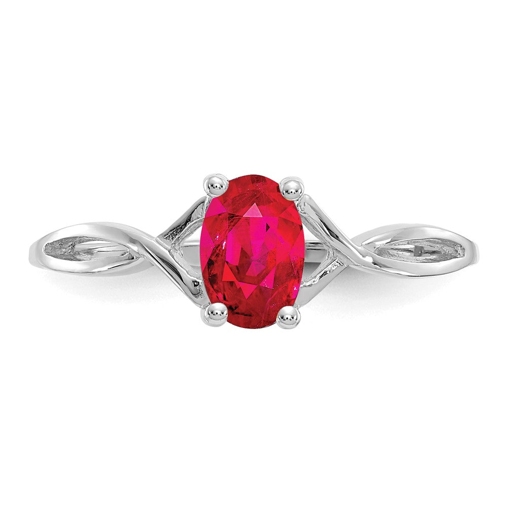 14K Weißgold Ring mit Rubin-Geburtsstein