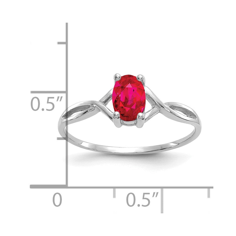 14K Weißgold Ring mit Rubin-Geburtsstein
