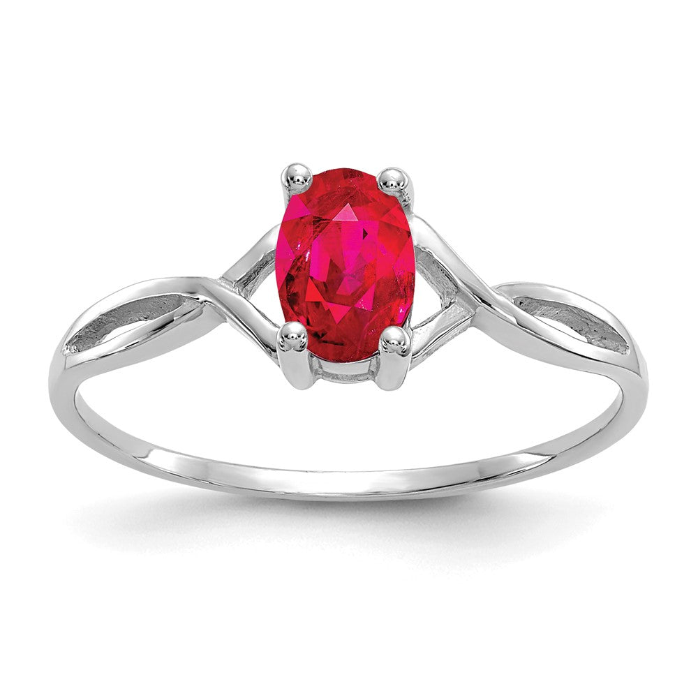 14K Weißgold Ring mit Rubin-Geburtsstein
