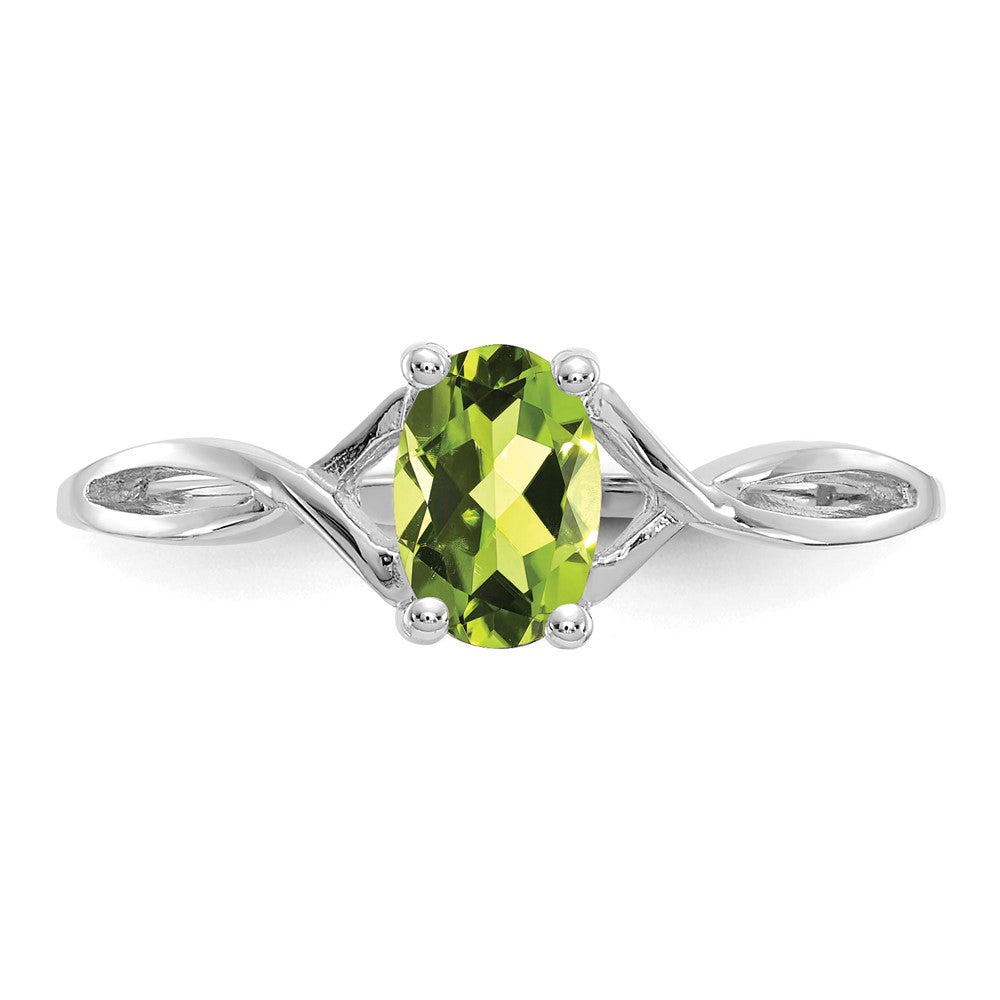 14K Weißgold Ring mit Peridot-Geburtsstein