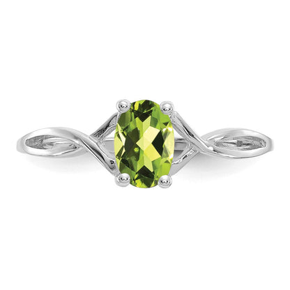 14K Weißgold Ring mit Peridot-Geburtsstein