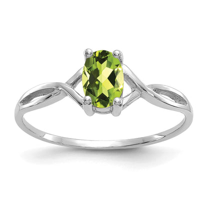 14K Weißgold Ring mit Peridot-Geburtsstein