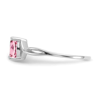 Ring aus massivem 14K Weißgold mit simuliertem Turmalin-Geburtsstein in Pink