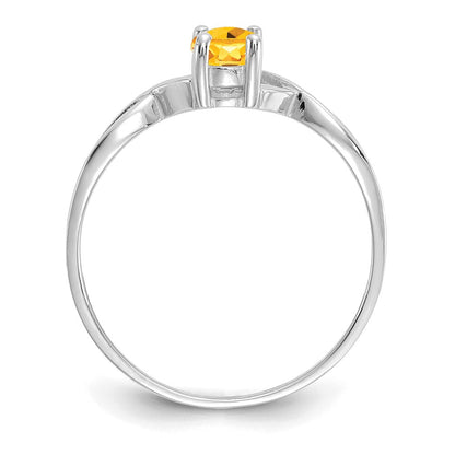 14K Weißgold Ring mit Citrin-Geburtsstein