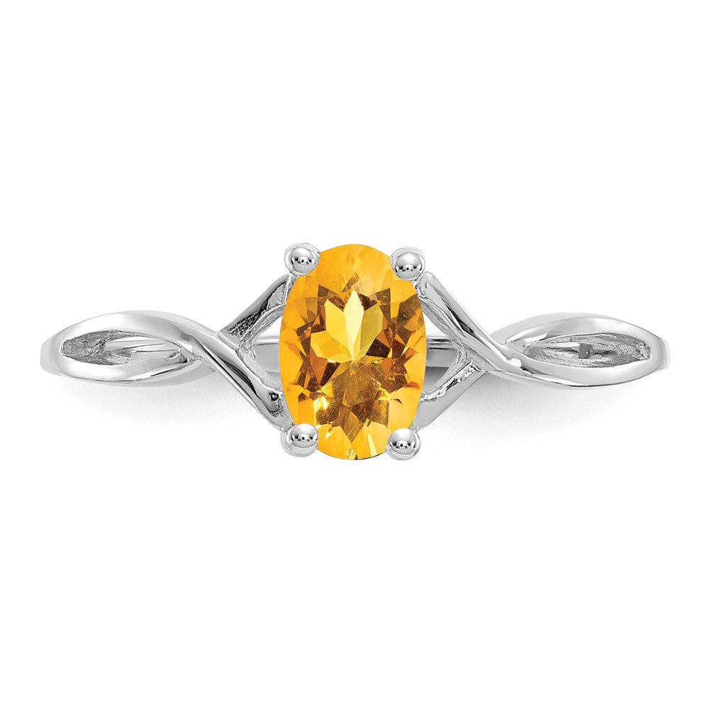 14K Weißgold Ring mit Citrin-Geburtsstein