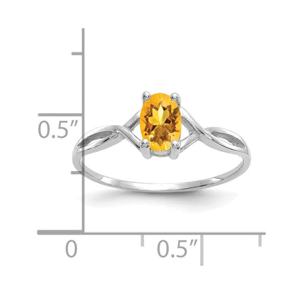 14K Weißgold Ring mit Citrin-Geburtsstein