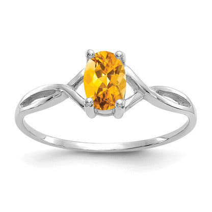 14K Weißgold Ring mit Citrin-Geburtsstein