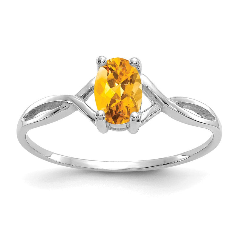 14K Weißgold Ring mit Citrin-Geburtsstein