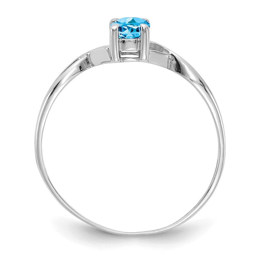 14K Weißgold Ring mit Blautopas-Geburtsstein