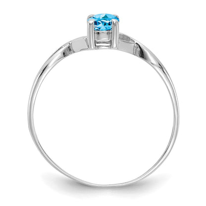14K Weißgold Ring mit Blautopas-Geburtsstein