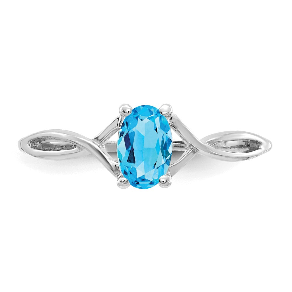 14K Weißgold Ring mit Blautopas-Geburtsstein